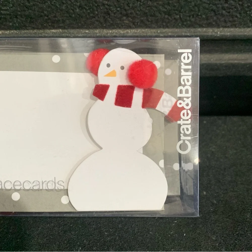 Crate & Barrel Paper Snowman Placecards Christmas Holiday Winter Lot of 7